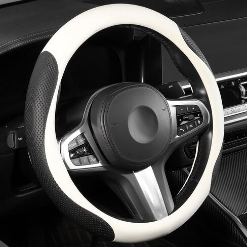 ALEMODR Premium Black Leather Steering Wheel Cover Universal 15 inch,Stylish Protection for Your Wheel in Kuwait