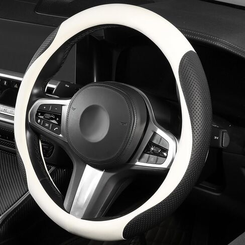 ALEMODR Premium Black Leather Steering Wheel Cover Universal 15 inch,Stylish Protection for Your Wheel in Kuwait