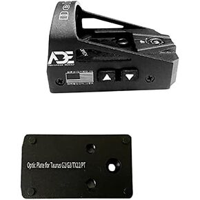Ade Advanced Optics Delta RD3-012 Red Dot Reflex Sight + Optic Mounting Plate for Taurus PT111 G2, Millennium G2, G2C, G3 with Original Rear Sight, PT140 G2, PT709, PT740, TX22 + Pictinny Plate