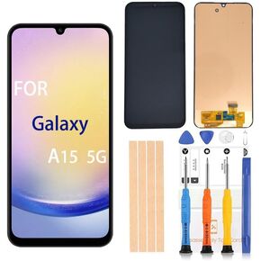 Original 6.6 inch Amoled LCD Digitizer for Samsung Galaxy A15 Screen Replacement A156u A156m s156vl A156w LCD Touch Display, Full HD Digitizer Assembl （SM-A15 5G with Frame US Version）