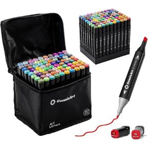 Alcohol Markers,80 Colors Chisel & Fine Dual Tips Art Markers,Paint Markers For Coloring, Drawing, Sketching, Card Making and DIY Patinting- Perfect for Adults and Kids