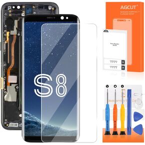 TFT for Samsung Galaxy S8 Screen Replacement for Display Samsung S8 LCD for Galaxy S8 LCD Digitizer G950 SM-G950F SM-G950U Screen Touch Assembly Repair Parts with Frame(No Fingerprint)