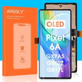 Original for Google Pixel 6A Screen Replacement Pixel 6A 5G LCD Display GX7AS,GB62Z,G1AZG Screen Touch Digitizer Assembly with Repair Part(Black with Frame)