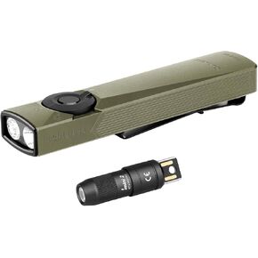 OLIGHT Arkfeld Ultra Cool White 1400 Lumens Flat Flashlight Bundle with IMINI 2 EDC Rechargeable Keychain Flash Light