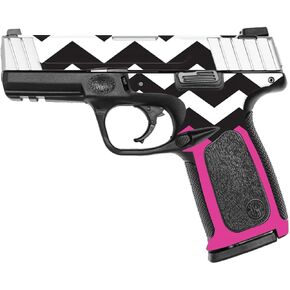 MightySkins Skin Compatible with Smith & Wesson SD VE Series - Hot Pink Chevron | Protective, Durable, and Unique Vinyl Decal wrap Cover | Easy to Apply and Change Styles | Made in The USA