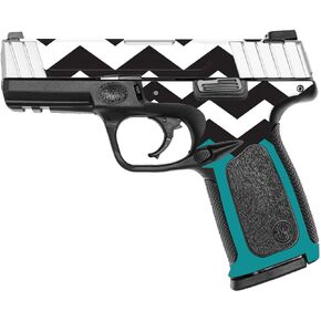 MightySkins Skin Compatible with Smith & Wesson SD VE Series - Teal Chevron | Protective, Durable, and Unique Vinyl Decal wrap Cover | Easy to Apply, Remove, and Change Styles | Made in The USA