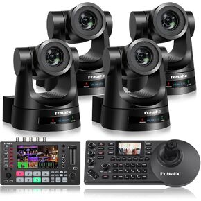 FoMaKo PTZ Camera HDMI, AI Auto Tracking, 20x Optical Zoom (4pcs) +M4 Video Mixer Switcher+ KC608 Pro PTZ Controller (BH202 + M4 +FMK20SDI x2)