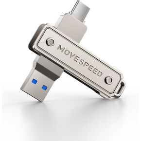 MOVE SPEED 32GB Memory Stick, 130 MB/s Thumb Drive with Type-C + USB 3.2 Dual Port, High Speed Pendrive Compatible with 3.1/3.0/2.0 for iPhone 16/15 Series, Android, MacBook/Pro/Air(1 Pack)
