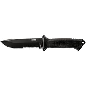 Gerber Gear Ultimate Survival Knife, Fixed Blade Knife with Combo Edge, includes Fire Starter Edge and Ferro Rod, Whistle, Sheath with Integrated Sharpener - Bushcraft, Hunting and Camping Tool
