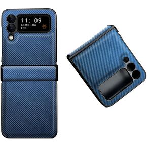 for Samsung Z Flip 3 5G Case Carbon Fiber Design Shockproof Back Cover Cover for Samsung Galaxy Z Flip3 Shell (Blue)