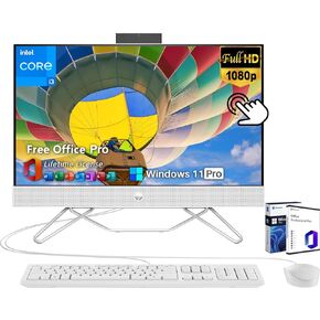 HP All in One Desktop Computer, 23.8" Full HD+ IPS Touchscreen, Intel i3-1215U, Intel UHD Graphics, 16 GB RAM, 512 GB SSD, Webcam, Keyboard & Mouse Set, Windows 11 Pro, with Microsoft Office License