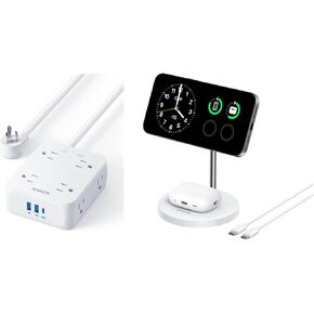 Anker Surge Protector Power Strip 2000J, 5ft Round Extension Cord, 8 AC Outlet Extender with 2 USB A Ports and 1 USB C Port with Iphone15, for Home,Office, Dorm Room Essentials,TUV Listed. with Upgrad