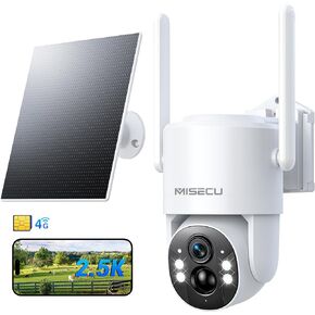 4G LTE Cellular Security Camera Wireless Outdoor, No WiFi Solar Powered Camera with SIM Card, PIR Motion Sensor, 2.5K Color Night Vision, AI Motion Detection