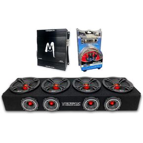 MENACE AUDIO VOICEBOX 4-6.5" Midrange Enclosure & M Series 3000w 4-Channel Amplifier Package - RED