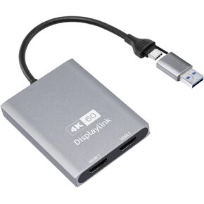 USB-C to HDMI 4K60Hz Dual Monitor Adapter,DisplayLink Adapter Compatible with M1/M2/M3 MacBook, Windows, Android, Support Extended Mode, USB 3.0, HDCP (USB-C to HDMI Dual Monitor)
