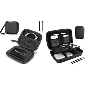 ProCase Portable Hard Drive Case Bundle with Travel Electronic Organizer