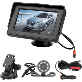 Backup Camera with Monitor Kit, 4.3" LCD Display Support Mirror Flip Guideline Night Vision Rear View Reverse Camera Waterproof for Pickup/Car/SUV/RV Reversing Parking
