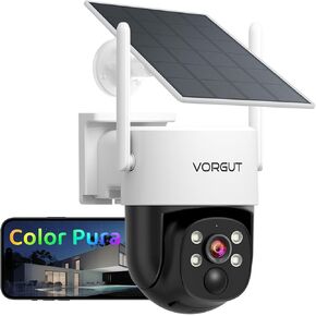 Solar Security Camera Wireless Outdoor, 3MP PTZ Solar Powered Camera for Home Security Surveillance Outside with Solar Panel, 2.4G WiFi, Human Detection, True Color Night Vision, 360° Viewing