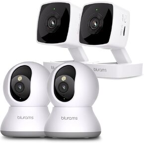 blurams 2K Security Cameras, 4-Pack Home Camera with Phone App, 360° PTZ Cameras for Home Security Indoor, 2-Way Talk, Motion Tracking, Color/IR Night Vision, Cloud&SD