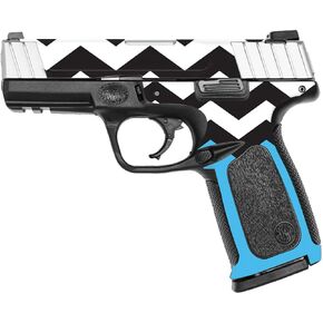 MightySkins Skin Compatible with Smith & Wesson SD VE Series - Baby Blue Chevron | Protective, Durable, and Unique Vinyl Decal wrap Cover | Easy to Apply, Remove, and Change Styles | Made in The USA