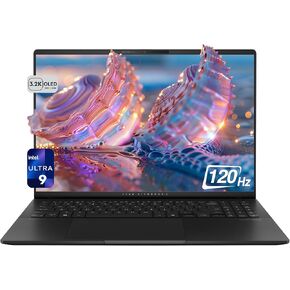 ASUS Vivobook S 16 AI Laptop, Intel Ultra 9-185H, 16 GB LPDDR5X RAM, 1 TB PCle SSD, 16" 3.2K OLED (3200x2000) 120Hz Display, Intel Arc Graphics, RGB Backlit Keyboard, W11 Home, Black
