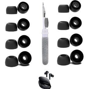 [8 Pairs] Replacement Ear Tips for Soundcore Liberty 4 Pro, with 3 in 1 Cleaner Kit, Silicone Ear Tips (XS/S/M/L) (Black, XS/S/M/L)