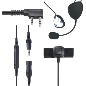 Walkie Talkie Helmet Headset Kit Motorocycle Intercom Earpiece in-helmet Wired Communication Headphone for Baofeng Kewnwood Retevis 2 Pin 2-Way Radios