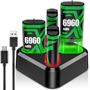 Rechargeable Xbox Controller Battery Pack for Xbox one/Xbox One S/Xbox One X/Xbox One Elite/Xbox Series X|S, 4x6960mWh Batteries Pack for Xbox Accessories Kits, Xbox Rechargeable Battery Pack(4 Pack)
