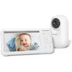 Momcozy Baby Monitor with 2 Cameras 5’’ 1080P Split Screen Video Baby Monitor with Camera and Audio no WiFi for Baby Safety 5000mAh Battery Infrared Night Vision 2-Way Audio 960ft Range Ideal Gift