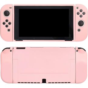 Protective Case for Nintendo Switch OLED, Pink Switch OLED Case with Ergonomic Grip Design Durable TPU Cover Shock-Absorption & Anti-Scratch Soft Slim Shell Accessories for Console & Joy Con (Pink)