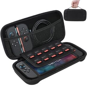 Ideashop Switch Carrying Case Compatible with Nintendo Switch 2, Travel Game Bag with 8 Game Cartridges Portable Switch 2 Travel Carry Case Portable Hard Shell Pouch Carrying for Console & Accessories
