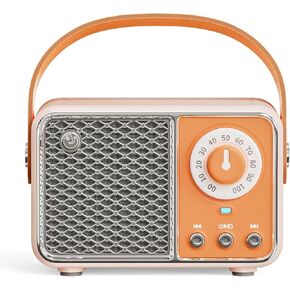 Retro Bluetooth Speaker, Vintage Decor, Wireless Portable Mini Bluetooth Speaker, Small Cute Stylish Vintage Speakers for Kitchen Desk Bedroom Home Office Party Outdoor Gift Orange