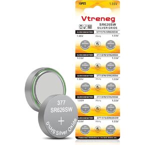 10 Pack 377 376 SR626sw Watch Battery LR626 377A 626 AG4 1.55V Silver Oxide Button Cell Batteries