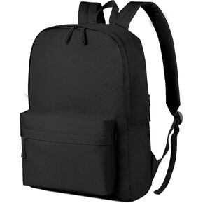 BeeGreen Simple Black Backpack with YKK Zipper & Water Bottle Pocket Lightweight Gym & Sports Bag for Women & Men