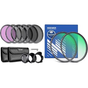 Neewer 49mm ND Lens Filter Kit (UV, CPL, FLD, ND2, ND4, ND8, Lens Hood and Lens Cap) and 2 Pack 1/4 & 1/8 Black Diffusion Mist Camera Lens Filter Set Compatible with Canon Nikon Sony Panasonic Cameras