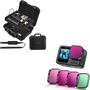 مقاومة للماء الصلبة + بطل 13 مرشحات ND تعيين لـ GoPro Hero 13/12/11/10/9/8 ملحقات Media Mod 4 Pack ND8 ND16 ND32 CPL