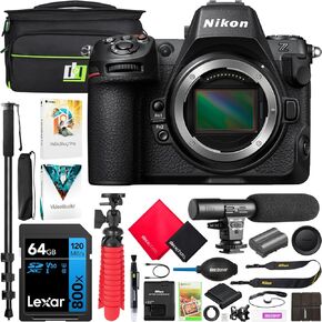 Nikon Z7 Mirrorless FX-Format Full-Frame 4K Ultra HD Camera Body (1594) with NIKKOR Z 24-70mm f/4 S Lens Kit and 120GB Memory Card + Deco Gear Backpack Cleaning Kit Microphone Editing Suite Bundle