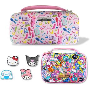Sonix x Sanrio Nintendo Switch Thumb Grips (Hello Kitty & Friends) + Barbie Carrying Case (Dream Closet) + GameCard Case (Hello Kitty & Friends Stickers)