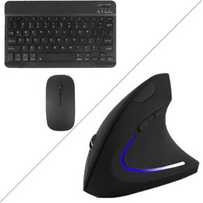 Small Rechargeable Ultra-Slim Ergonomic Bluetooth Keyboard Mouse Set for Apple iPad iPhone Samsung Tablet Phone Android PC Computer Mac Smartphone,Wireless Mouse Ergonomic Vertical Mouse LED Light