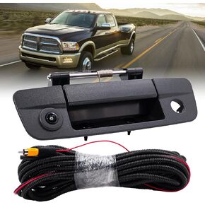 Tailgate Handle Backup Camera Compatible with Dodge Ram 1500 2009-2017, Dodge Ram 2500/3500 2010-2017 Tailgate Reversing Rear View Back Up Camera RCA Plug Replace# 68084284AB CH1915120 68197873AA