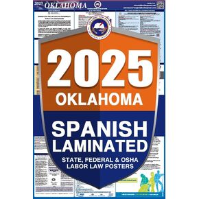 ملصق أوكلاهوما OK الكل في واحد للامتثال لقانون العمل والامتثال لقانون العمل لعام 2023 (الولاية الفيدرالية وإدارة السلامة والصحة المهنية) ورقة إنجليزية عادية