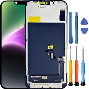 for iPhone 14 Screen Replacement for iPhone 14 Screen Replacement with A2649 A2881 A2884 A2883 A2882 LCD Display Touch Digitizer Assembly with Tools Black 6.1 Inch
