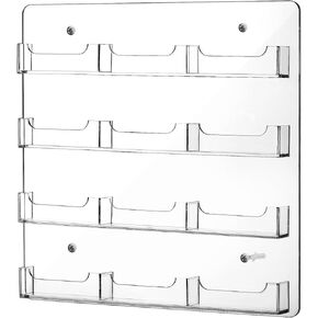 Hillban Acrylic Business Card Holder Wall Mount Clear Sticker Display Rack Multiple Card Holders Clear Acrylic Card Organizing Sticker Display Stand Pre Drilled Acrylic Display (4 Pockets) in Kuwait