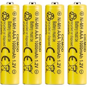 CICMOD Rechargeable AAA Batteries 1.2V Ni-MH 1000mAh Triple A Battery for Outdoor Garden Solar Lights 4 Pack