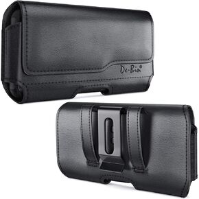 DeBin Case for Galaxy S24 Ultra 5G, S24 FE, S23 Ultra, S22 Ultra, S21 Ultra, Note 20 Ultra - Cell Phone Belt Holster with Clip Carrying Pouch Holder Cover (Fits Samsung Phone with Case on) Black