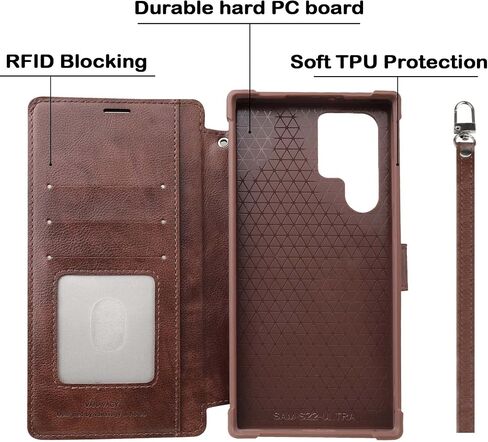 VANAVAGY Wallet Case Compatible for Galaxy S22 for Women and Men, RFID Flip Leather Cover with Wrist Supports Wireless Charging with Card Holder and Screen Protector,Rose Gold in Kuwait