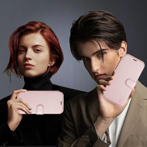 VANAVAGY Wallet Case Compatible for Galaxy S22 for Women and Men, RFID Flip Leather Cover with Wrist Supports Wireless Charging with Card Holder and Screen Protector,Rose Gold in Kuwait