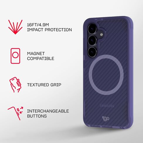 Tech21 Evoarmor Case for Galaxy S25 - مع حماية تأثير المغناطيس - الأرجواني - الأرجواني in Kuwait