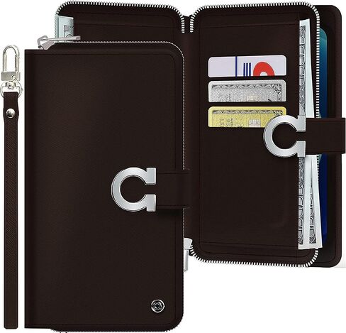 JUST4YOU Galaxy S22 Zipper Wallet Case with Strap Card Holder Premium PU Leather Flip Cover Folio Case (Navy) CS_FC_ZW_GS22_NY in Saudi Arabia