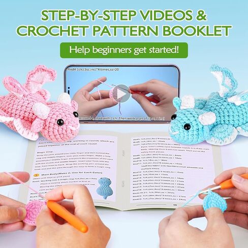 Crochet Kit for Beginners, Beginner Crochet Kit for Adults with Step-by-Step Video Tutorials, DIY Crochet Animal Kits Kids Knitting Supplies, 3 Pack Hamster Family(40%+ Yarn) in Saudi Arabia
